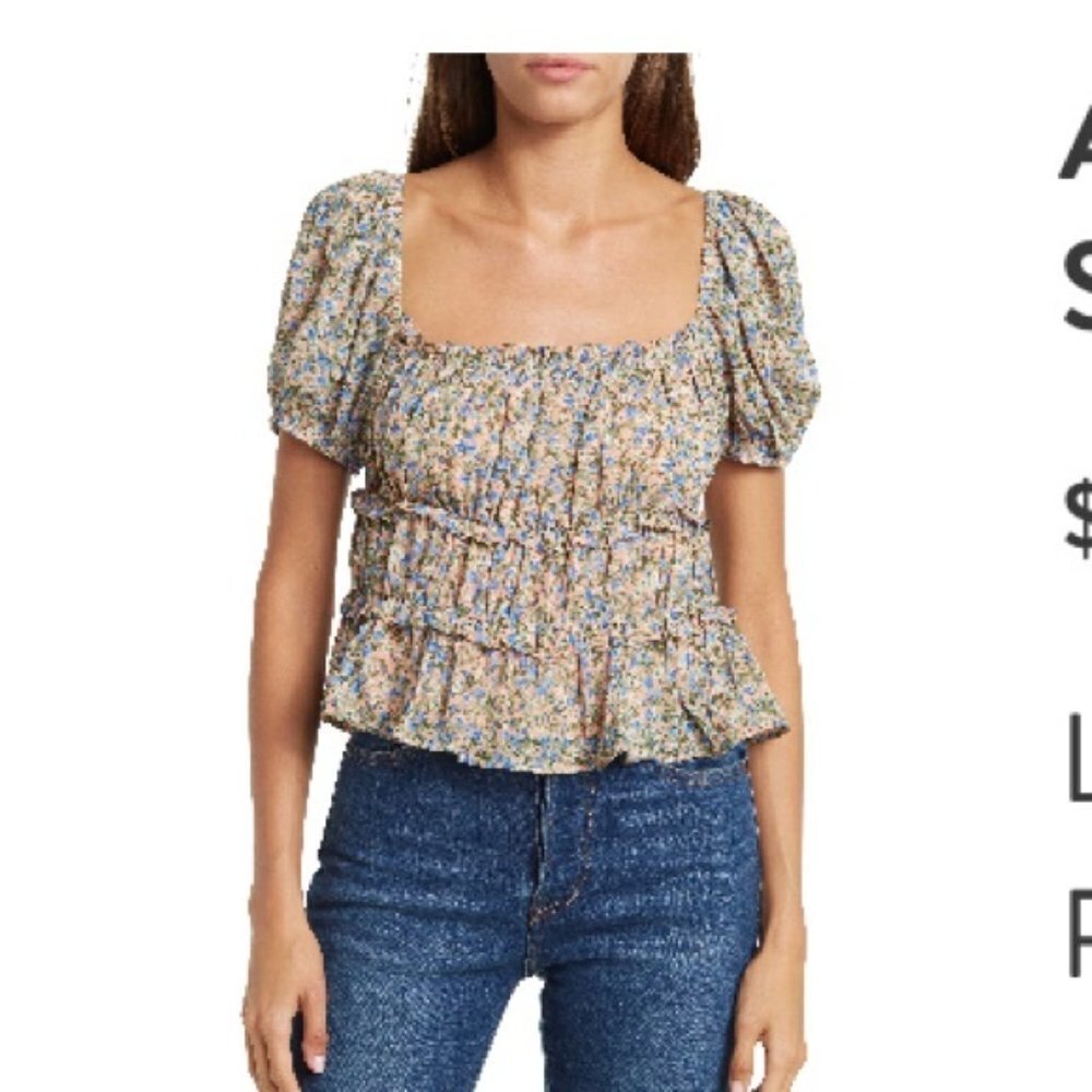 ASTR The Label Ruffle Ruched Short Sleeve Top